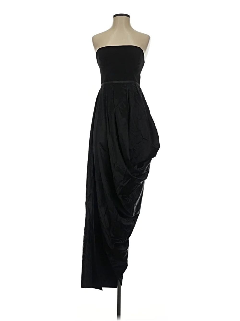 NWT! ZARA ZW Strapless Black Draped Evening Asymmetrical Dress Black (XS)